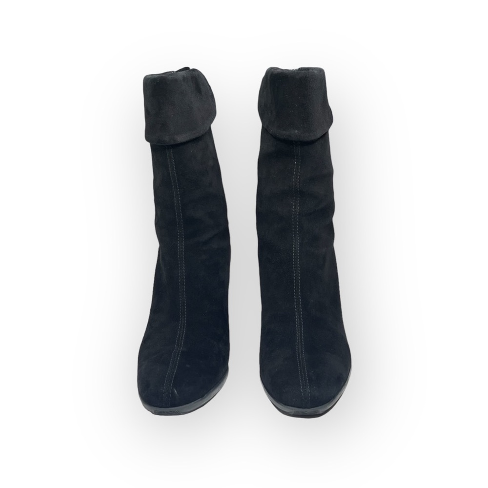 Aquatalia ⌘ Fold Over Suede Heeled Slouchy Boots ⌘ Back Zipper ⌘ Black 6.5M - Picture 10 of 16